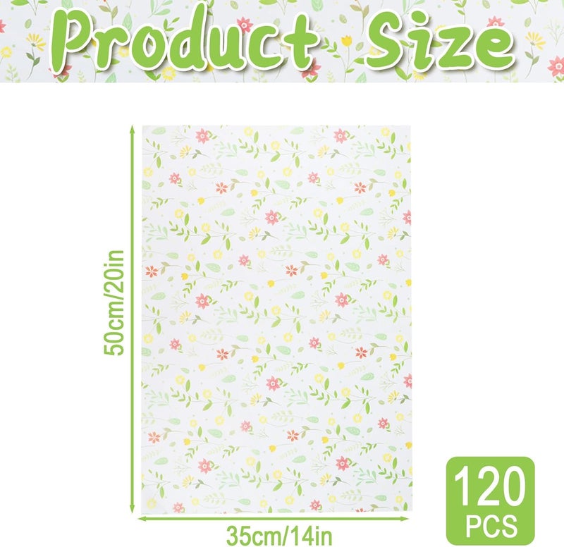 Ethanberg 120 Sheets Gift Wrapping Tissue Paper Bulk, Watercolor Floral Wildflower Print Tissue Paper for Gift Bags, Decorative Art Papers for DIY Crafts Wedding Birthday Holiday Party Decor, 20x14 Inches - Image 2